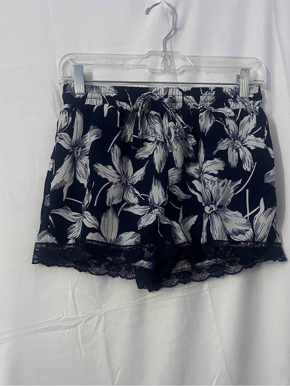 mine Navy and White Floral Lounge Shorts